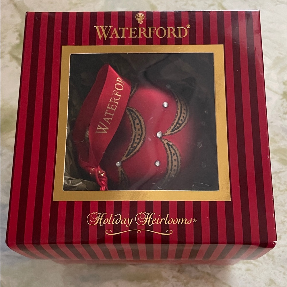 Waterford Festive Red Ornament with Gold Accents
